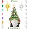 Casafield Hand Painted Ceramic Christmas Gnome with Tree, Red and Green Pre-Lit Gnome with 78 Multi Color Lights and Star Toppers